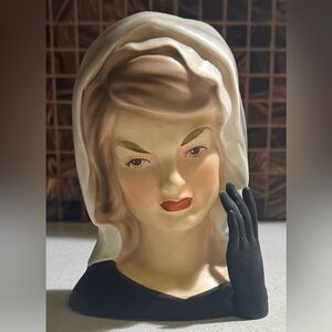 1964 Inarco W/ Original Label JFK Jackie Kennedy Mourning Head Vase E-1852 6"